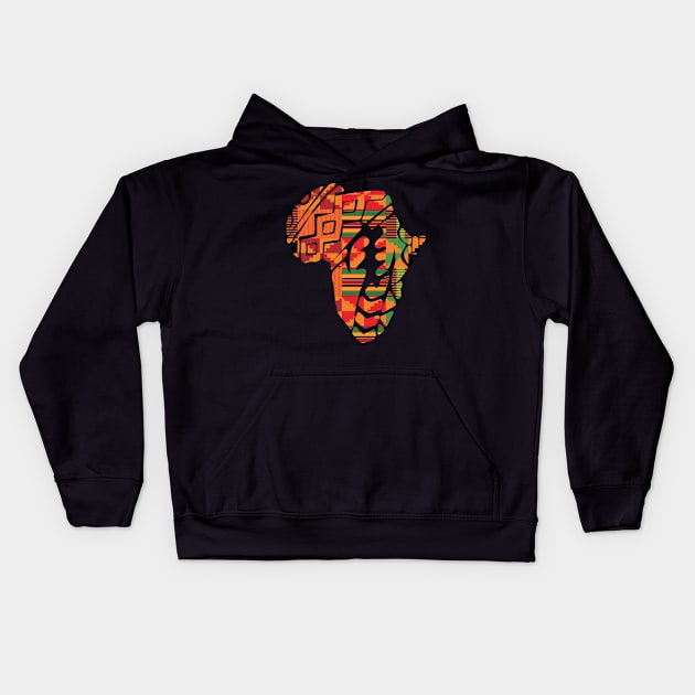 Africa Map, Kente Pattern, Gye Nyame Symbol Kids Hoodie by dukito